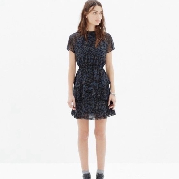 Madewell Dresses & Skirts - NWOT Women’s Madewell Radiant Dress Inkspot Leopard Print Tiered Dress Size 2